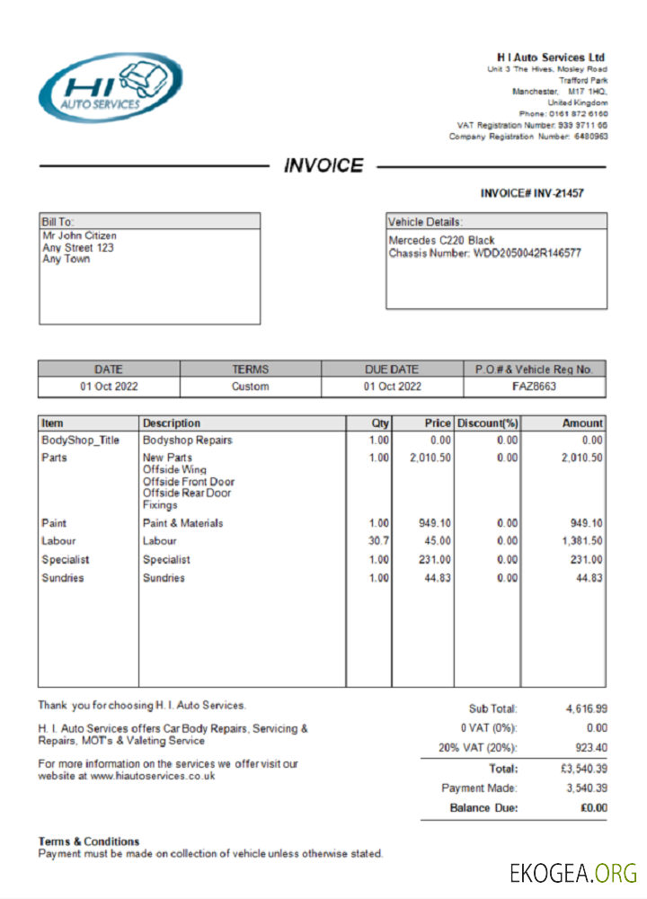 Royaume , Uni H I Auto Services Ltd